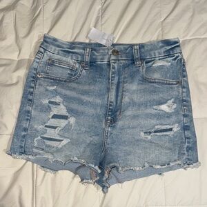 American Eagle Outfitters Light Blue Distressed Jean Shorts